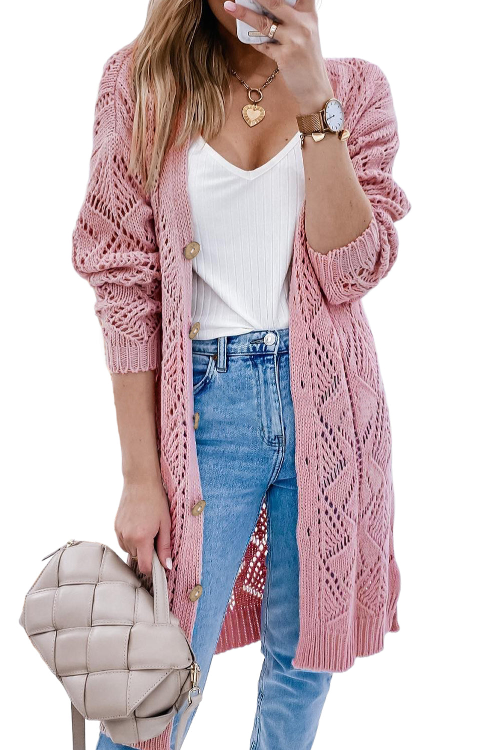 V-Neck Long Sleeve Cardigan - Cheeky Chic Boutique