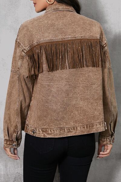 Into the Mountains Fringe Denim Jacket - Cheeky Chic Boutique