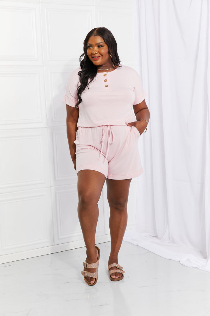 Zenana Full Size Let It Last Henley Romper - Cheeky Chic Boutique