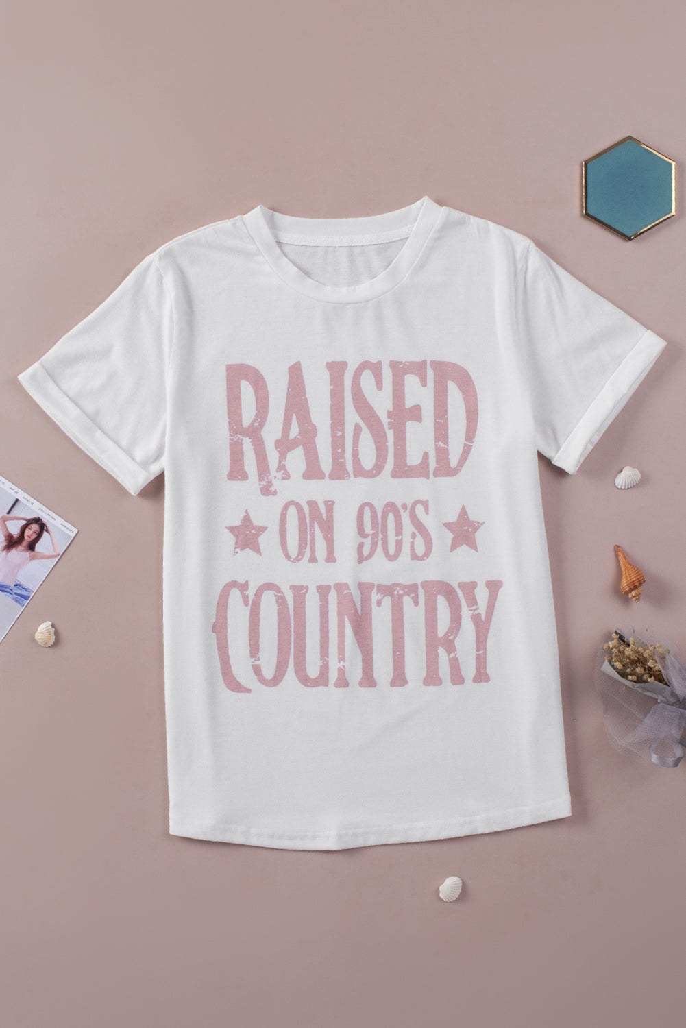 RAISED ON 90'S COUNTRY Graphic Round Neck Tee - Cheeky Chic Boutique