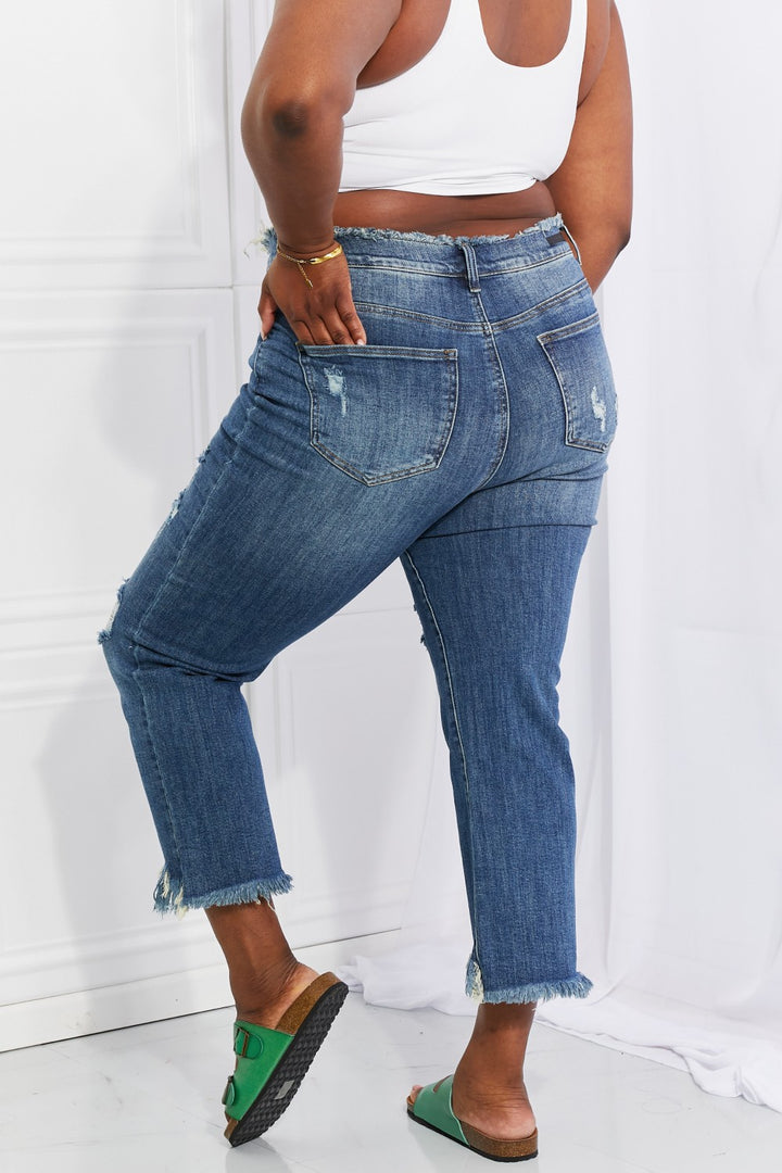 RISEN Full Size Undone Chic Straight Leg Jeans - Cheeky Chic Boutique
