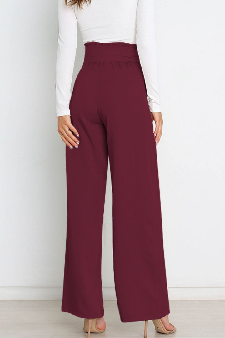 Tie Front Paperbag Wide Leg Pants - Cheeky Chic Boutique