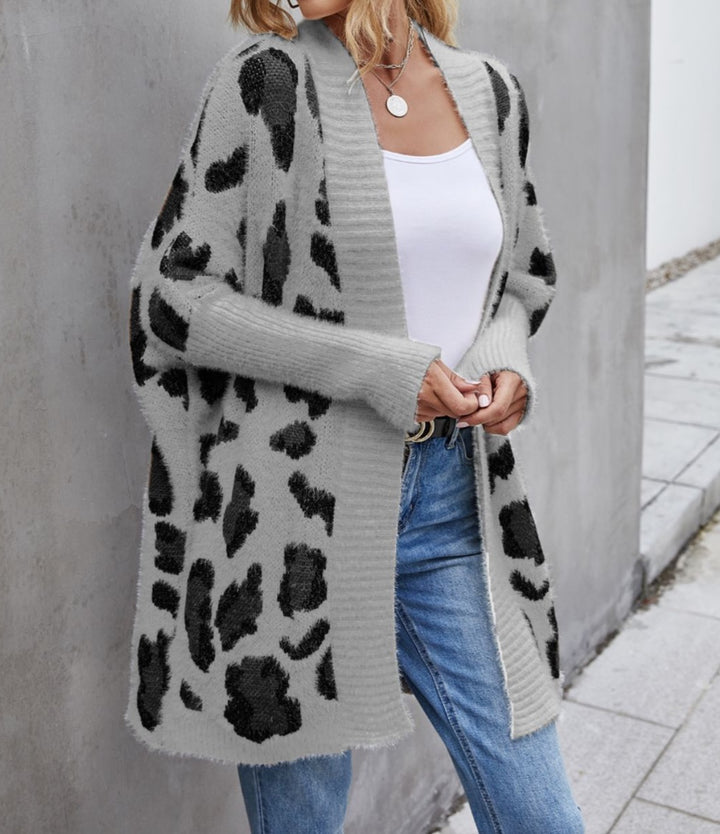 Leopard Pattern Fuzzy Cardigan - Cheeky Chic Boutique