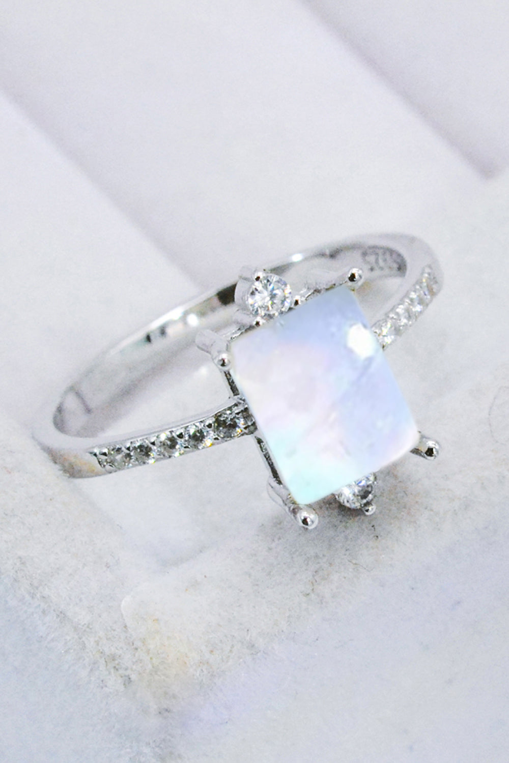 925 Sterling Silver Square Moonstone Ring - Cheeky Chic Boutique