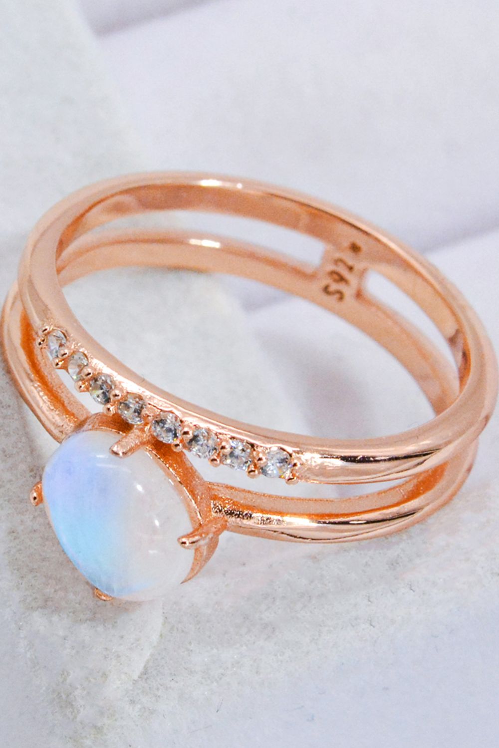 Natural Moonstone and Zircon Double-Layered Ring - Cheeky Chic Boutique