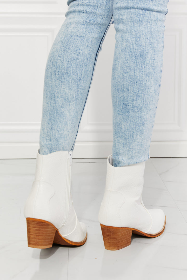 MMShoes Watertower Town Faux Leather Western Ankle Boots in White - Cheeky Chic Boutique