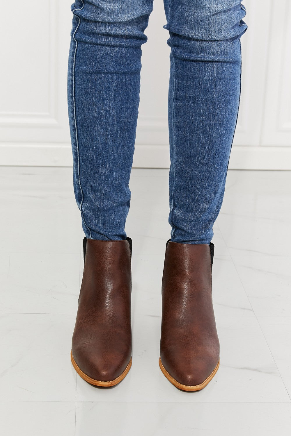 MMShoes Back At It Point Toe Bootie in Chocolate - Cheeky Chic Boutique