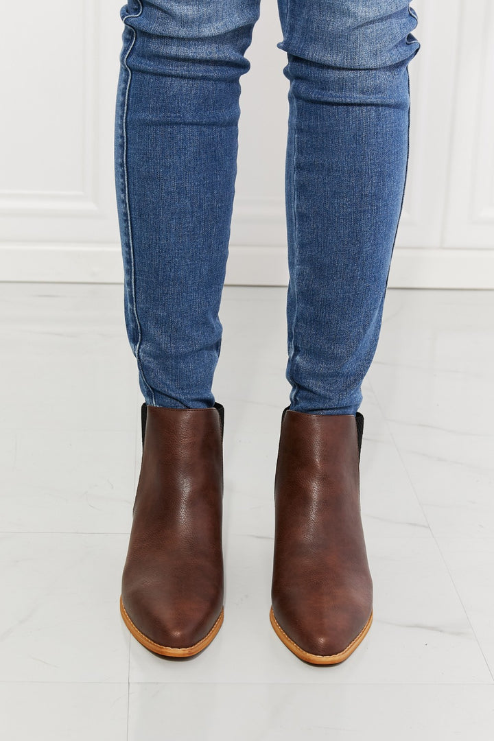 MMShoes Back At It Point Toe Bootie in Chocolate - Cheeky Chic Boutique