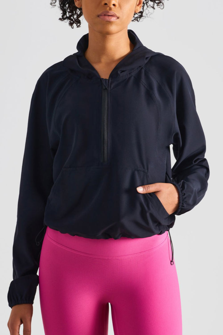 Half-Zip Hooded Sports Top - Cheeky Chic Boutique