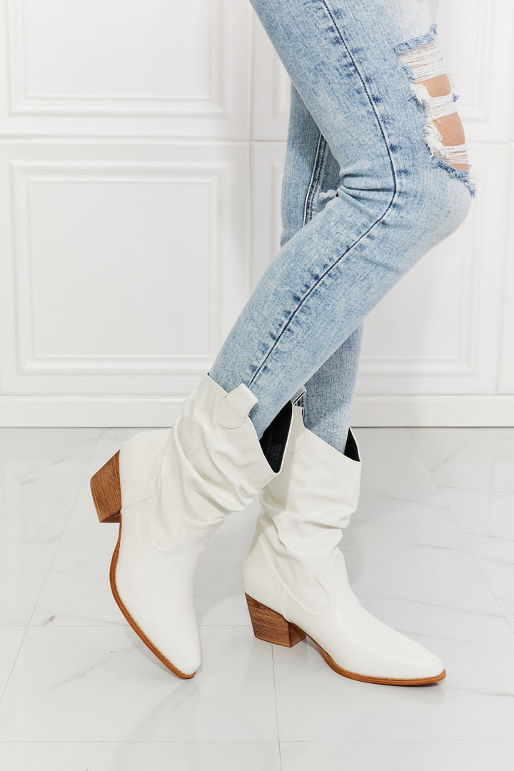 MMShoes Better in Texas Scrunch Cowboy Boots in White - Cheeky Chic Boutique