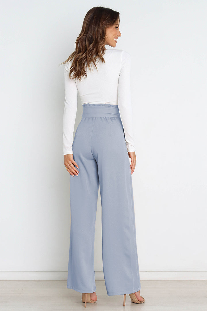 Tie Front Paperbag Wide Leg Pants - Cheeky Chic Boutique