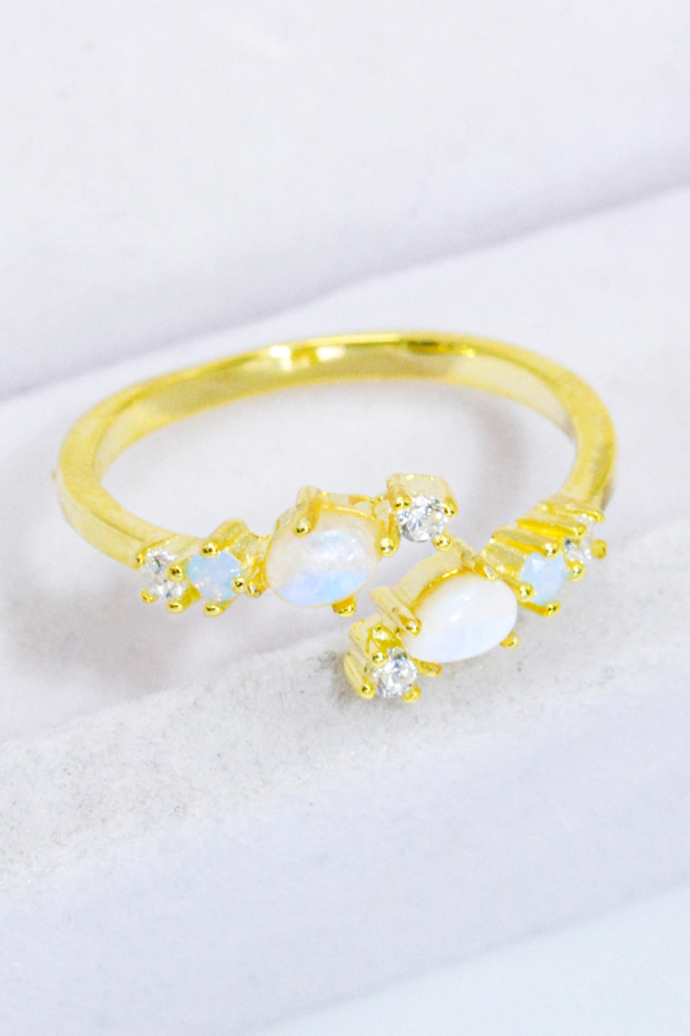Natural Moonstone and Zircon Open Ring - Cheeky Chic Boutique