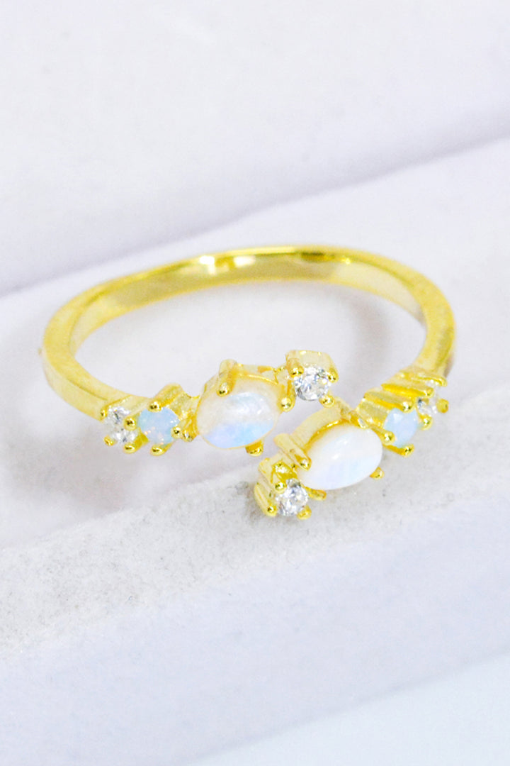 Natural Moonstone and Zircon Open Ring - Cheeky Chic Boutique