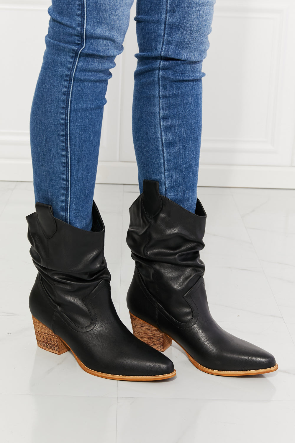 MMShoes Better in Texas Scrunch Cowboy Boots in Black - Cheeky Chic Boutique