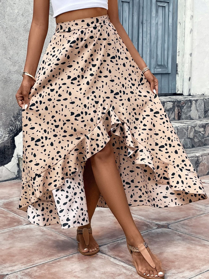 Printed High Waist Ruffled Skirt - Cheeky Chic Boutique