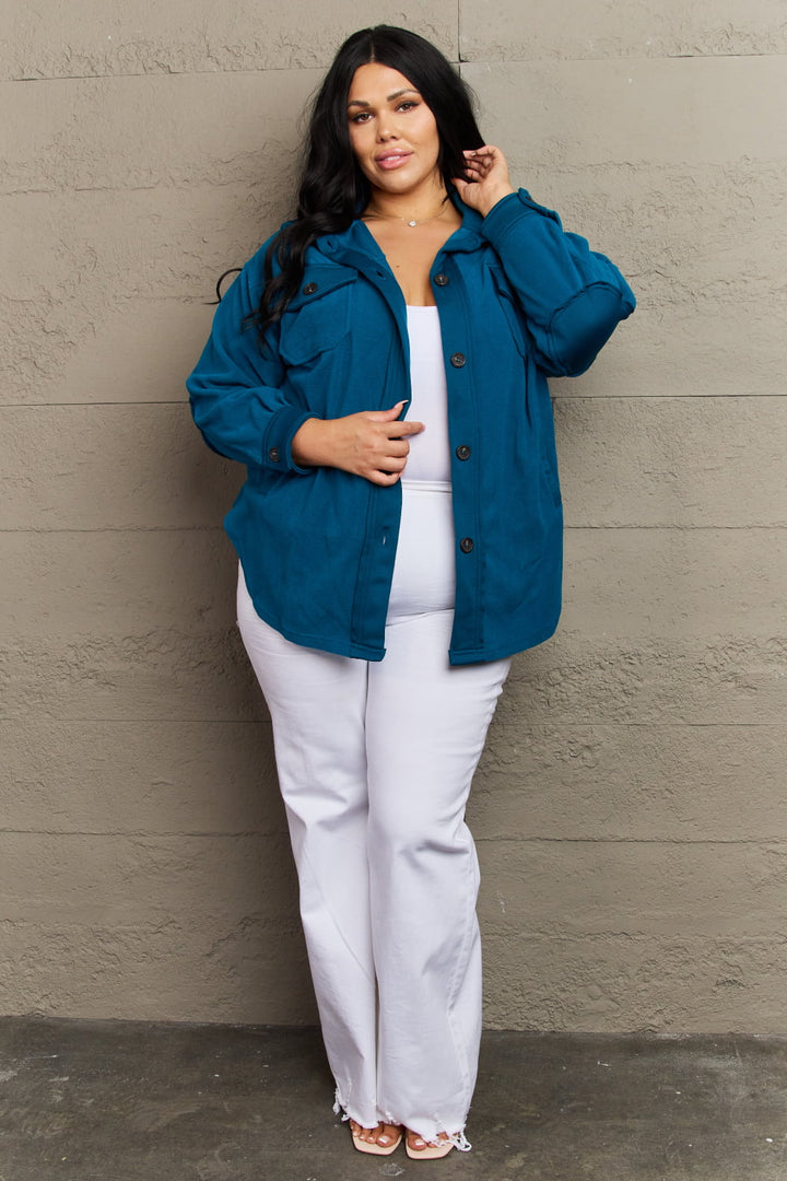 Cozy in the Cabin Fleece Teal Shacket - Cheeky Chic Boutique