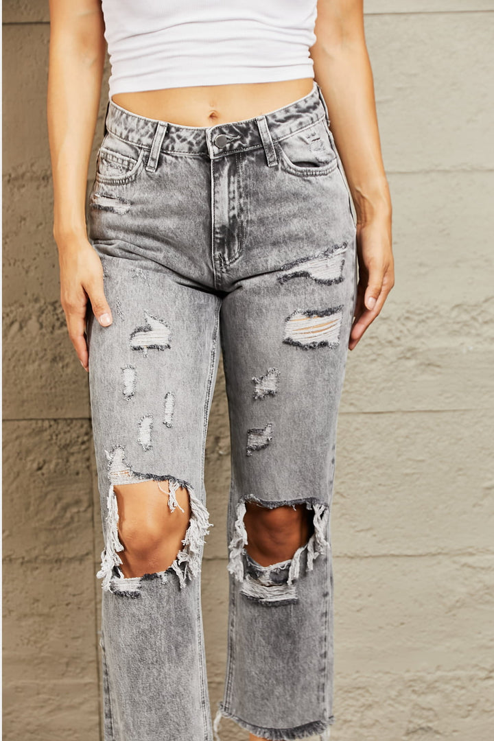 Monica Acid Wash Straight Jeans - Cheeky Chic Boutique