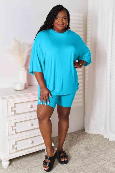 Basic Bae Full Size Soft Rayon Three-Quarter Sleeve Top and Shorts Set - Cheeky Chic Boutique