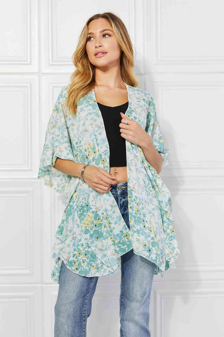 Justin Taylor Fields of Poppy Floral Kimono in Green - Cheeky Chic Boutique