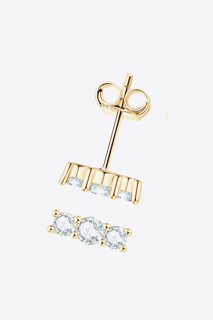Heartbeat Rhythm 925 Sterling Silver Moissanite Stud Earrings - Cheeky Chic Boutique