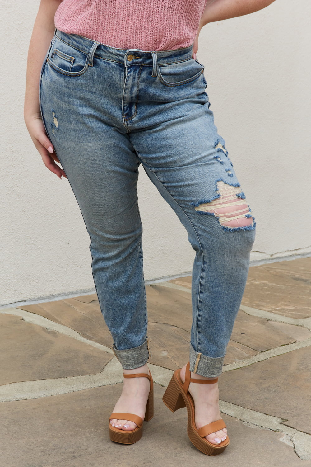 Judy Blue Macy Full Size Mid Rise Boyfriend Jeans - Cheeky Chic Boutique