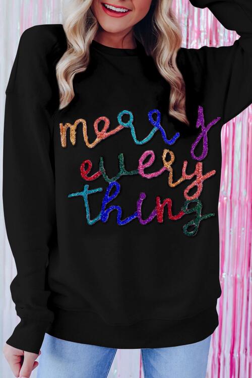 Merry Everything Colorful Graphic Sweatshirt - Cheeky Chic Boutique