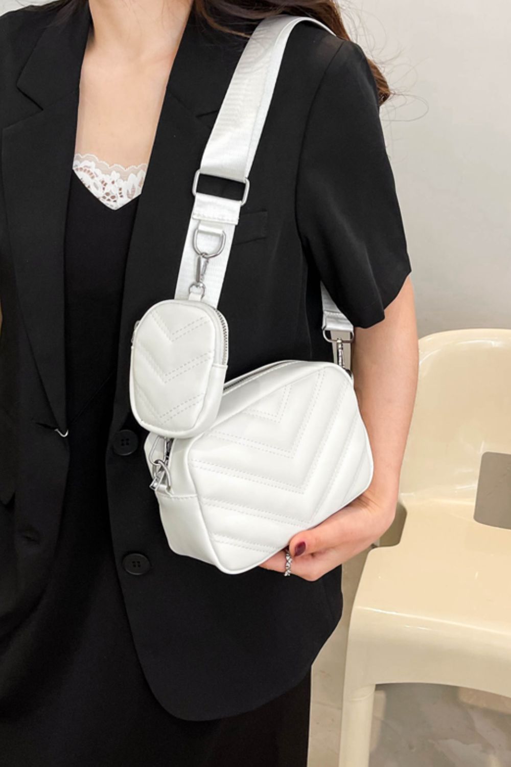 PU Leather Shoulder Bag with Small Purse - Cheeky Chic Boutique
