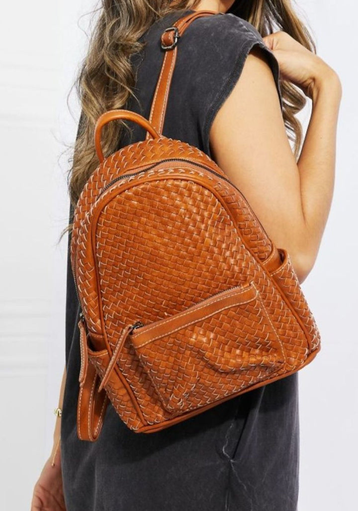 SHOMICO Certainly Chic Faux Leather Woven Backpack - Cheeky Chic Boutique