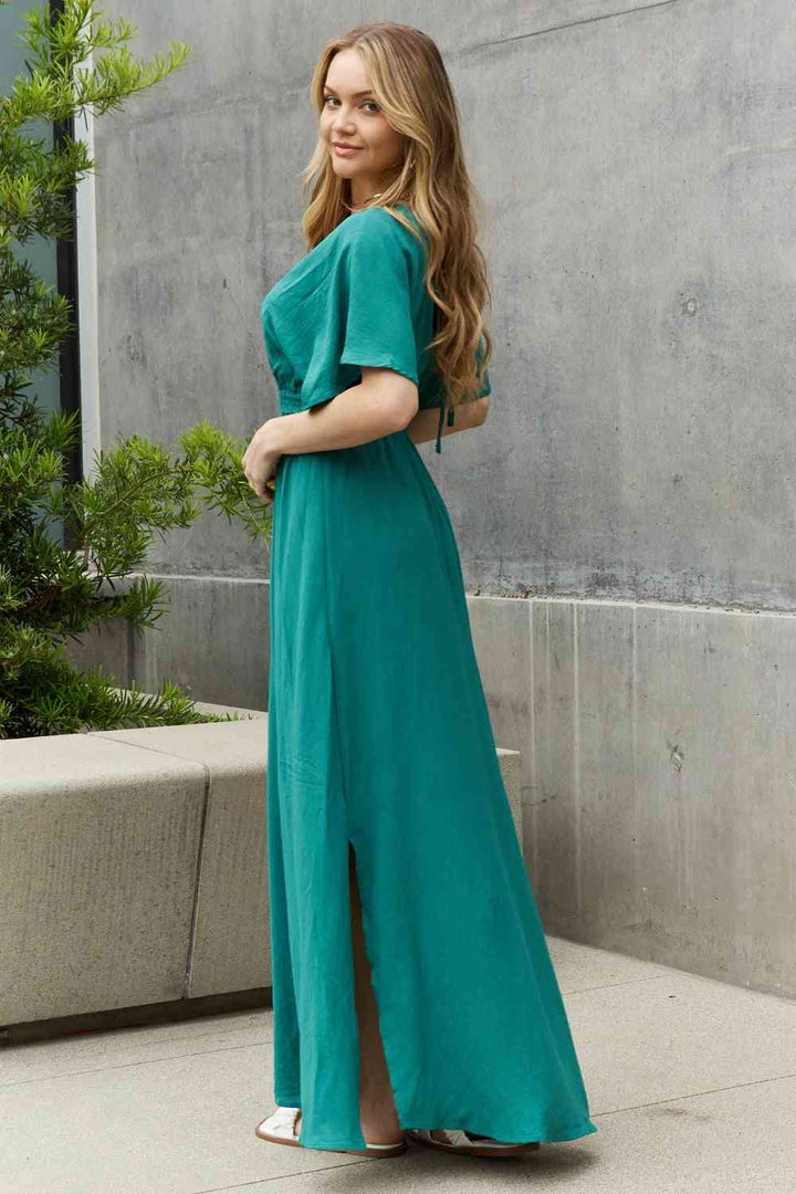ODDI Full Size Woven Wrap Maxi Dress - Cheeky Chic Boutique