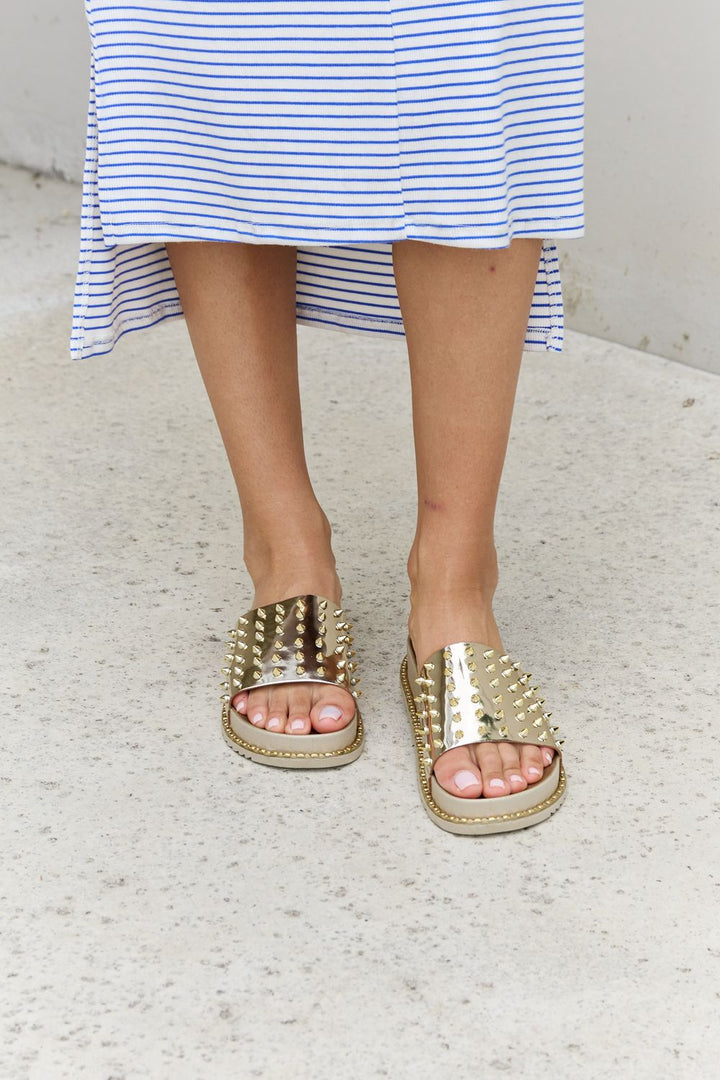 Forever Link Studded Double Strap Platform Slide Sandal - Cheeky Chic Boutique