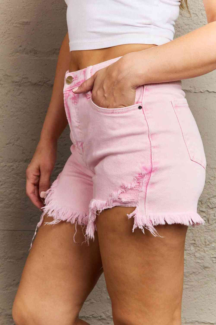 RISEN Kylie High Waist Raw Hem Shorts - Cheeky Chic Boutique