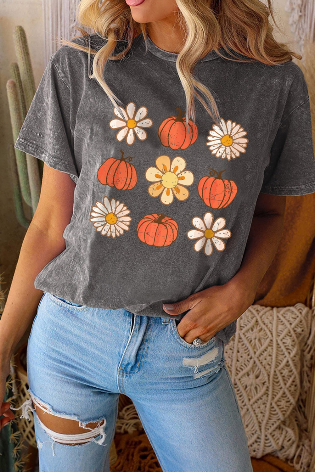 Pumpkins and Daisies Graphic Tee - Cheeky Chic Boutique