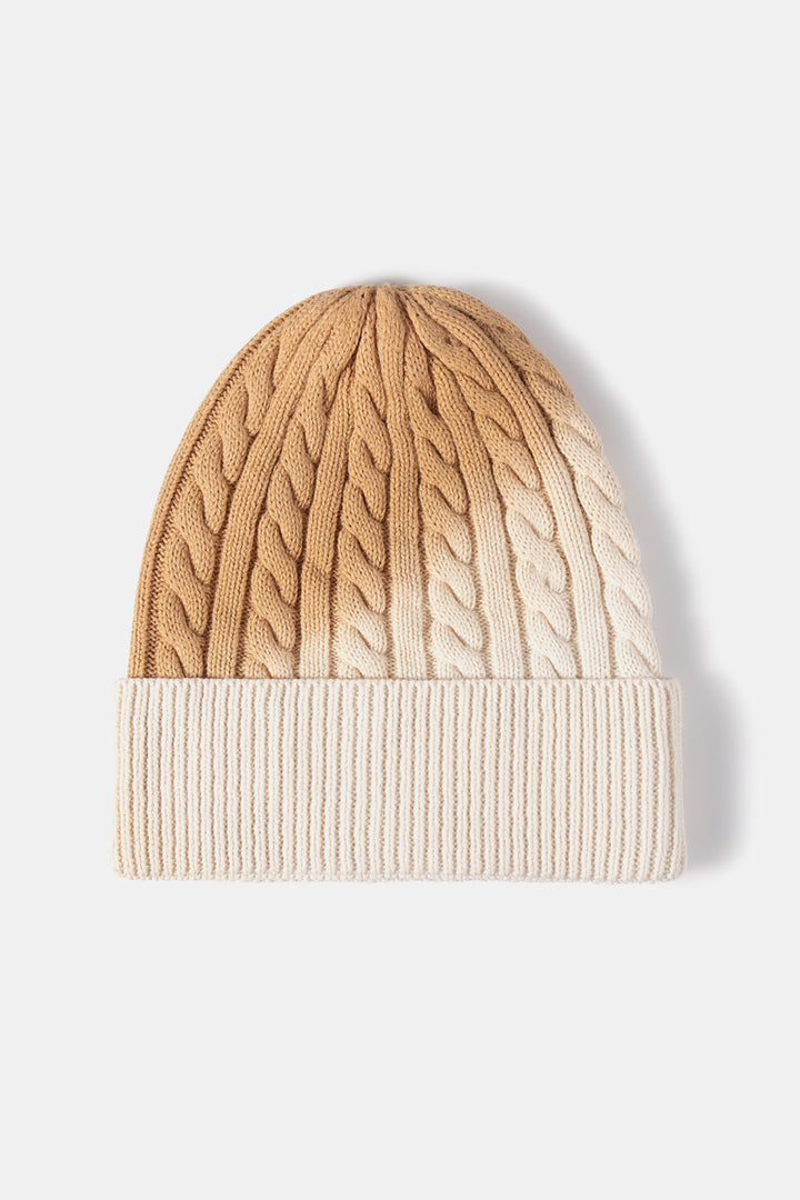 Contrast Tie-Dye Cable-Knit Cuffed Beanie - Cheeky Chic Boutique