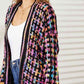 Double Take Full Size Multicolored Open Front Fringe Hem Cardigan - Cheeky Chic Boutique