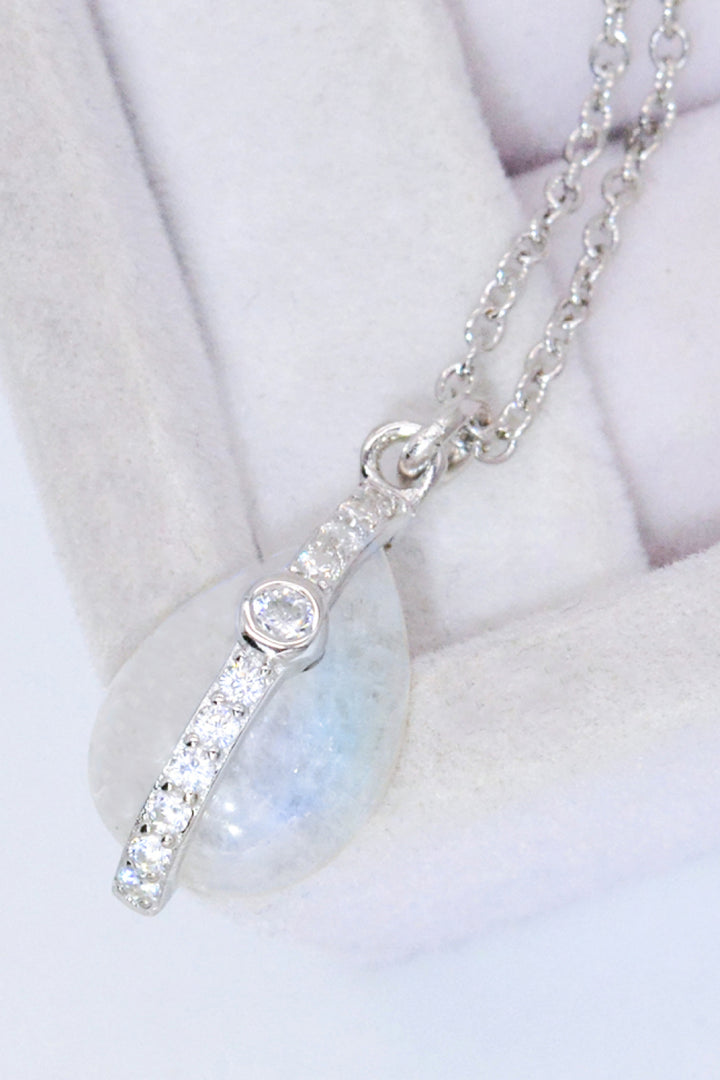 Natural Moonstone and Zircon Pendant Necklace - Cheeky Chic Boutique
