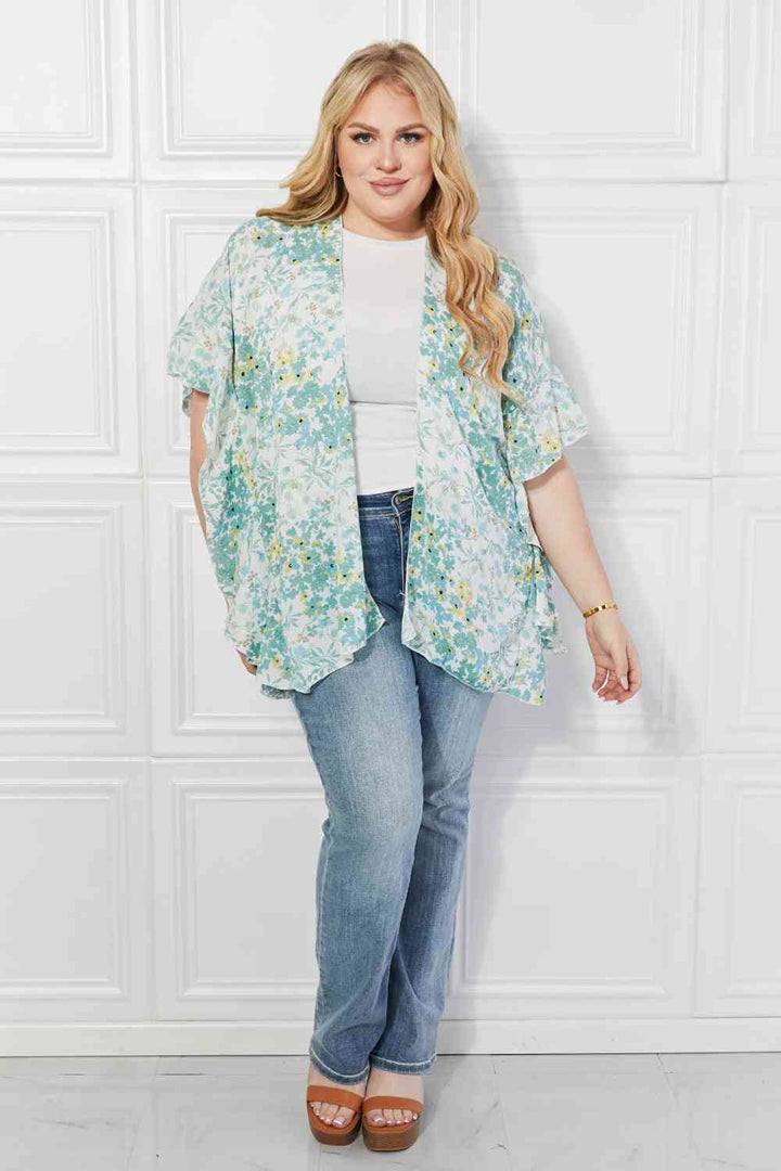 Justin Taylor Fields of Poppy Floral Kimono in Green - Cheeky Chic Boutique