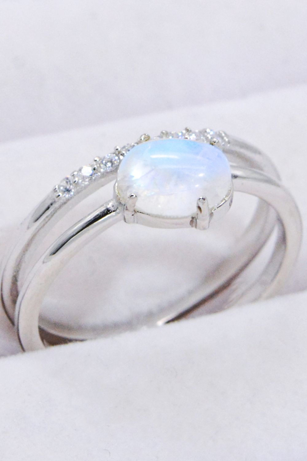 Natural Moonstone and Zircon Double-Layered Ring - Cheeky Chic Boutique