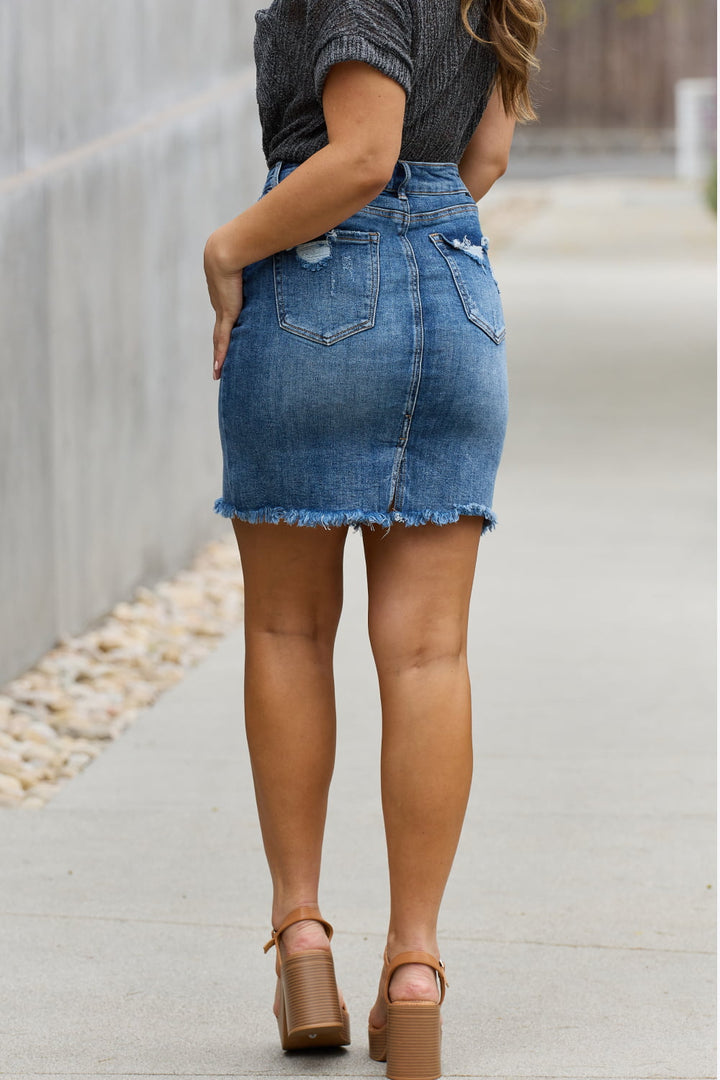 RISEN Amelia Full Size Denim Mini Skirt - Cheeky Chic Boutique