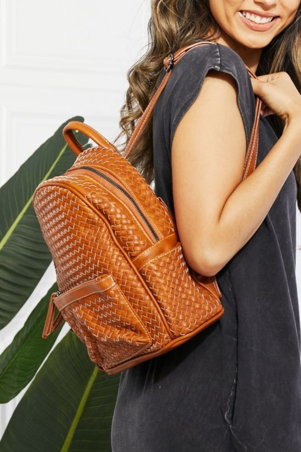 SHOMICO Certainly Chic Faux Leather Woven Backpack - Cheeky Chic Boutique