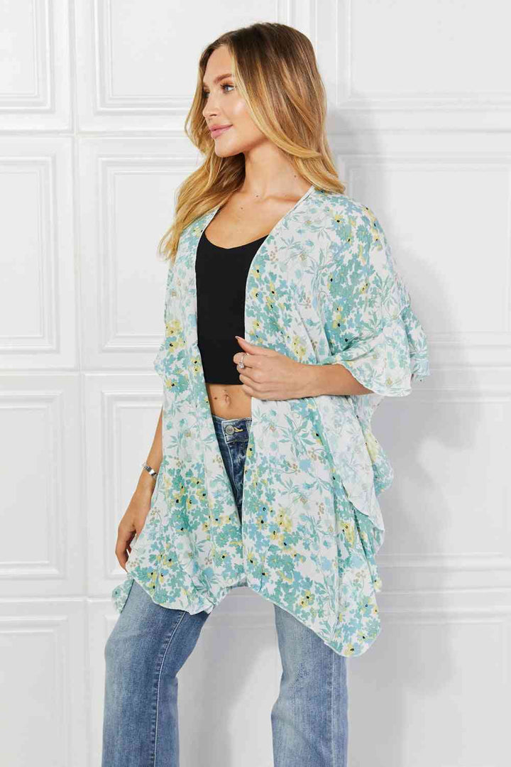 Justin Taylor Fields of Poppy Floral Kimono in Green - Cheeky Chic Boutique