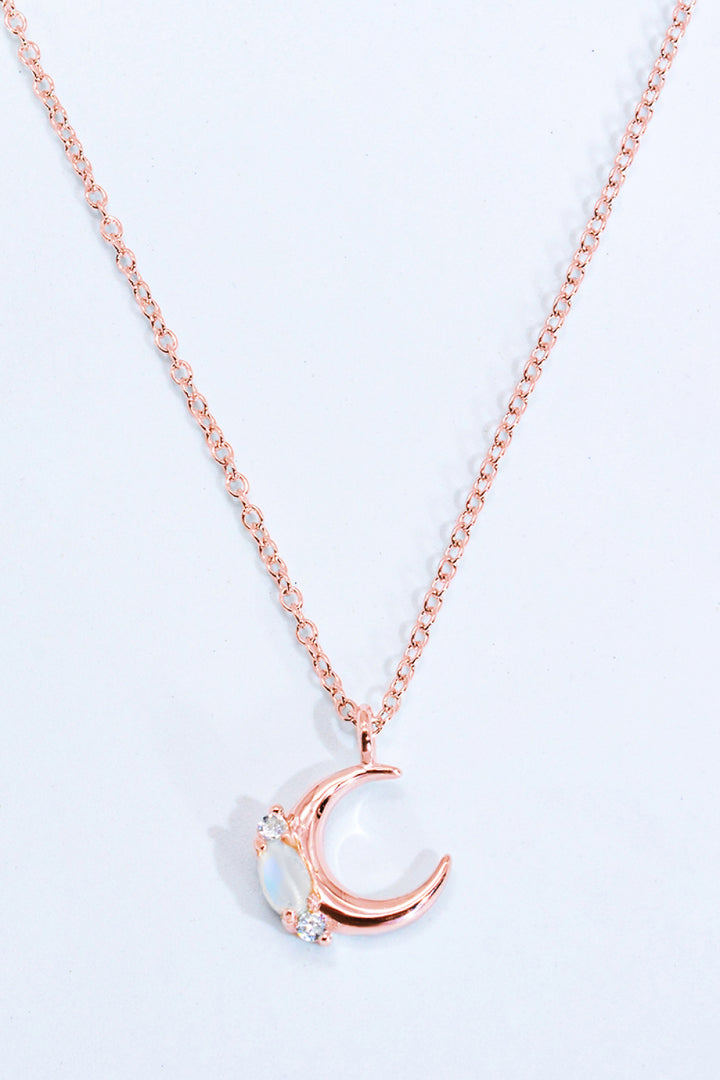 Natural Moonstone Moon Pendant Necklace - Cheeky Chic Boutique
