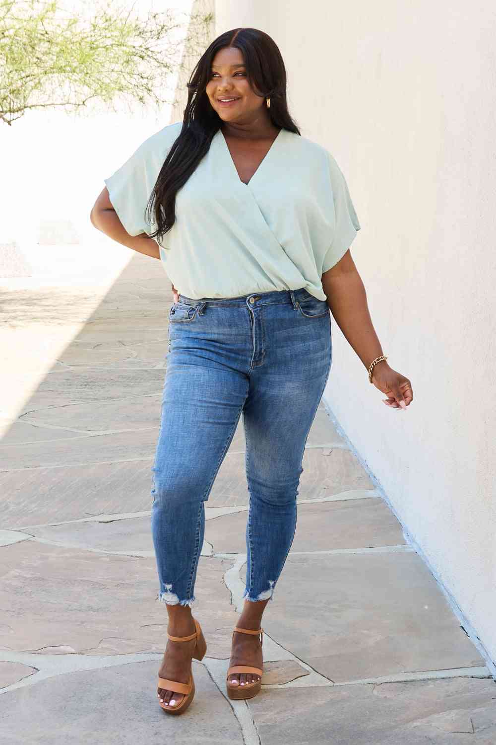 HEYSON On The Daily Full Size Surplice Bodysuit - Cheeky Chic Boutique