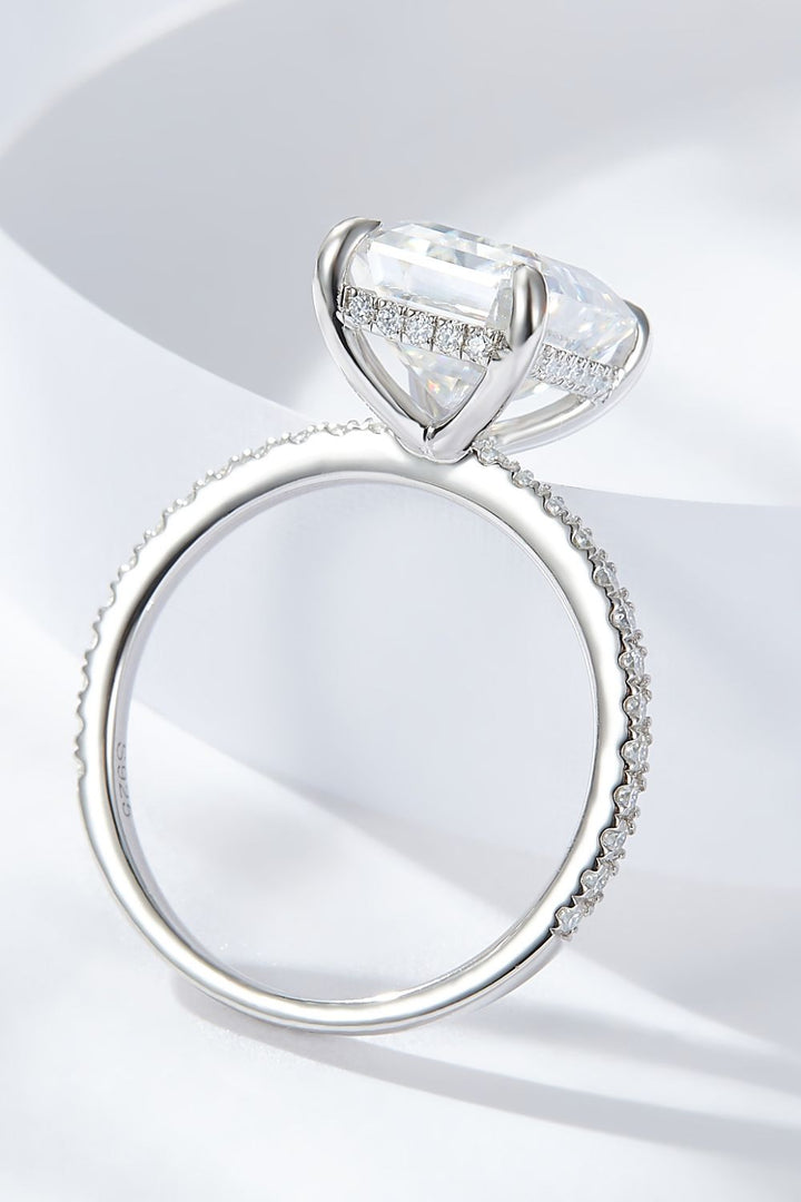 Emerald Cut 4 Carat Moissanite Side Stone Ring - Cheeky Chic Boutique