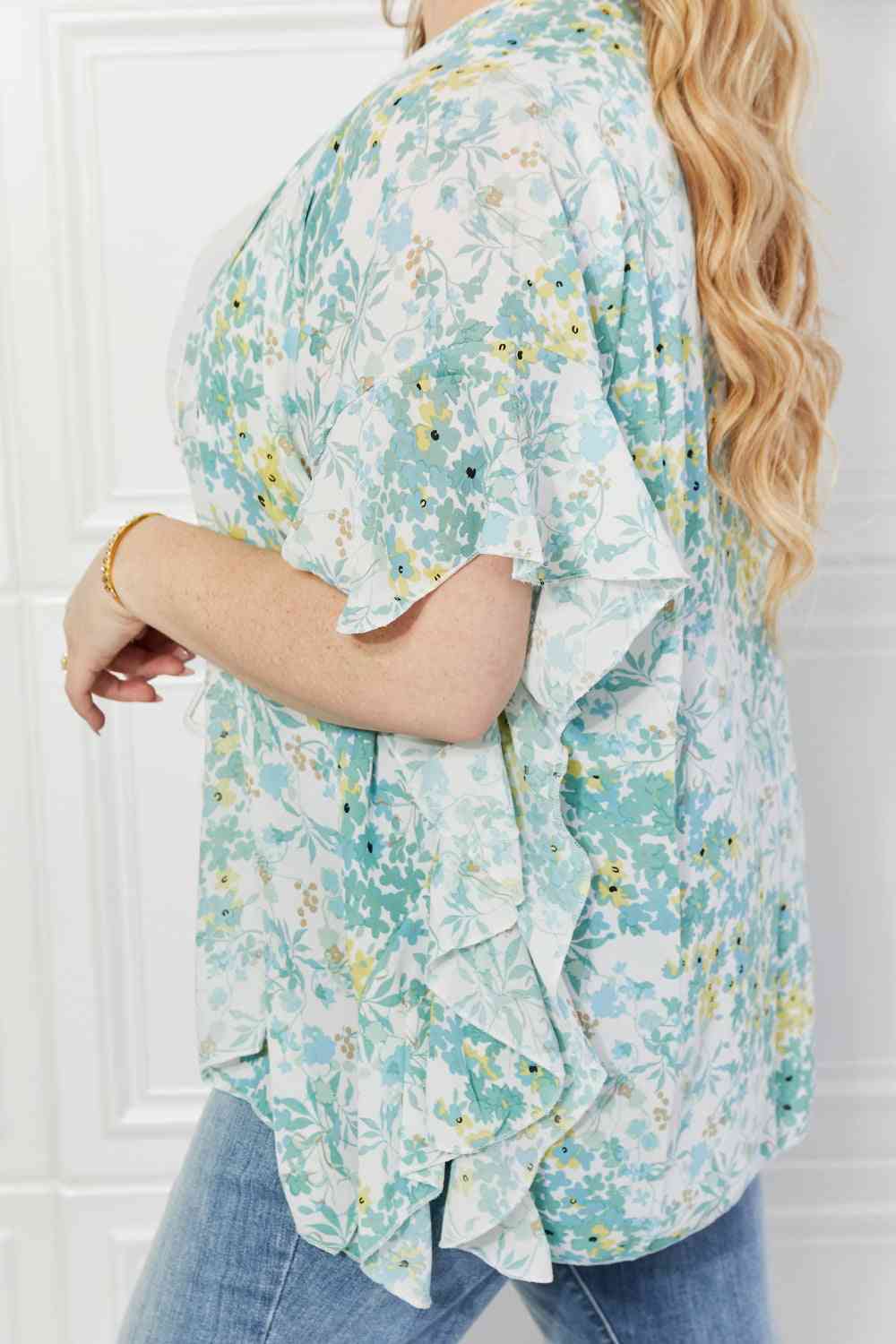 Justin Taylor Fields of Poppy Floral Kimono in Green - Cheeky Chic Boutique