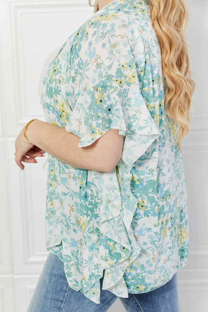 Justin Taylor Fields of Poppy Floral Kimono in Green - Cheeky Chic Boutique