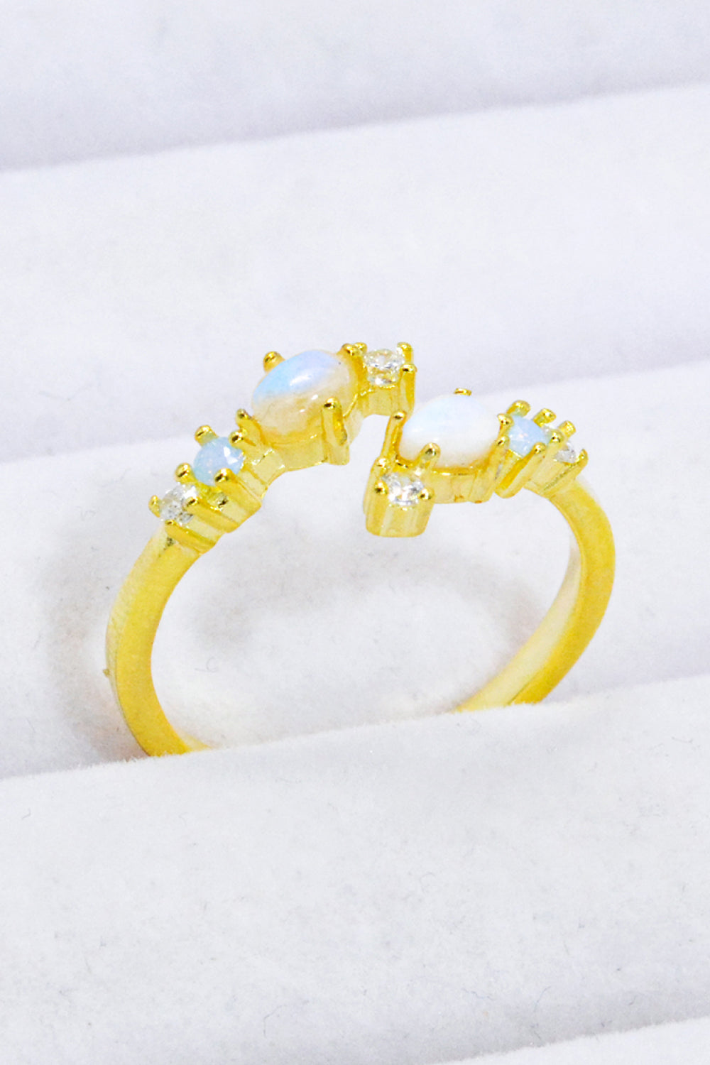 Natural Moonstone and Zircon Open Ring - Cheeky Chic Boutique