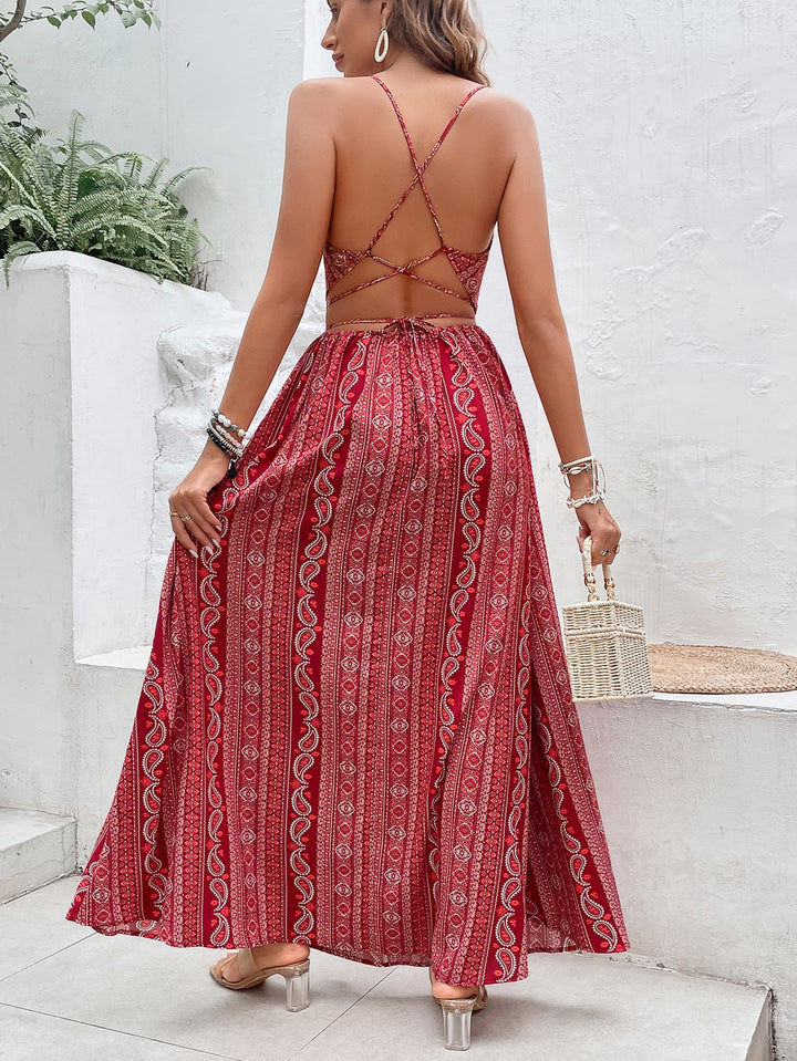 Paisley Princess Split Maxi Dress - Cheeky Chic Boutique
