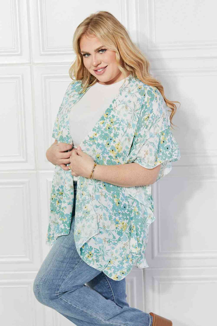 Justin Taylor Fields of Poppy Floral Kimono in Green - Cheeky Chic Boutique