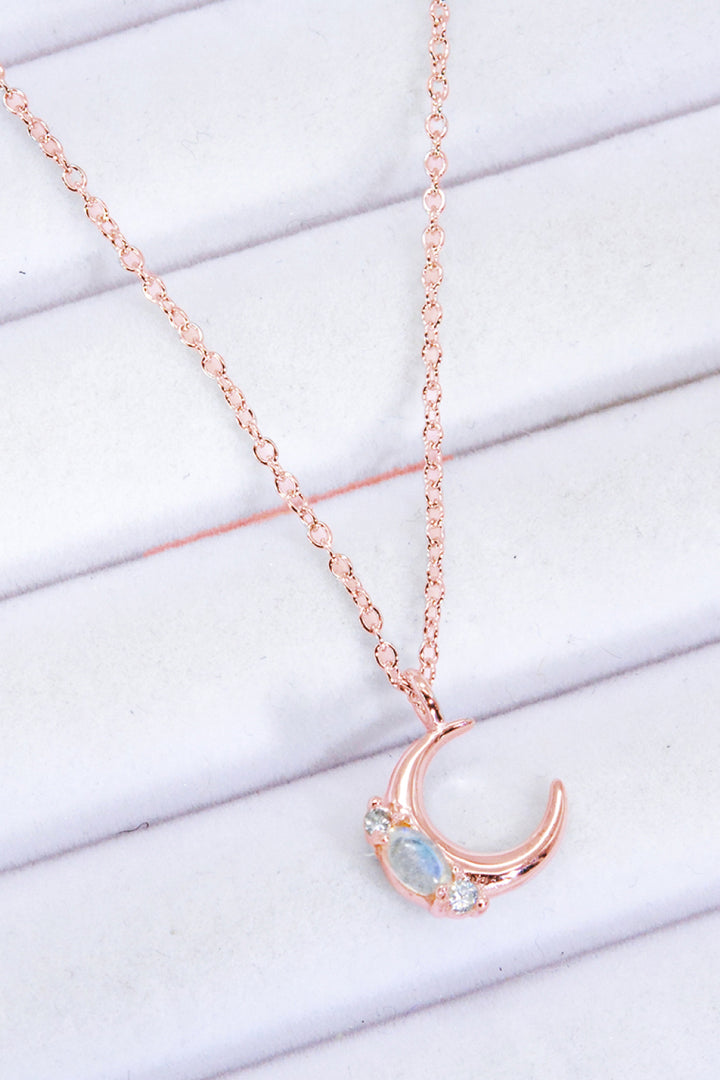 Natural Moonstone Moon Pendant Necklace - Cheeky Chic Boutique