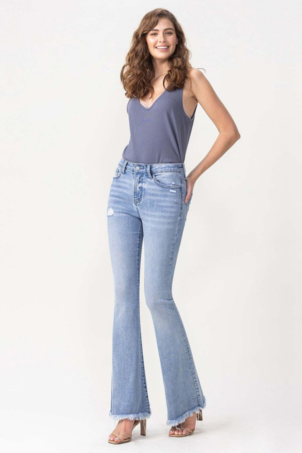 Lovervet Full Size Evie High Rise Fray Flare Jeans - Cheeky Chic Boutique